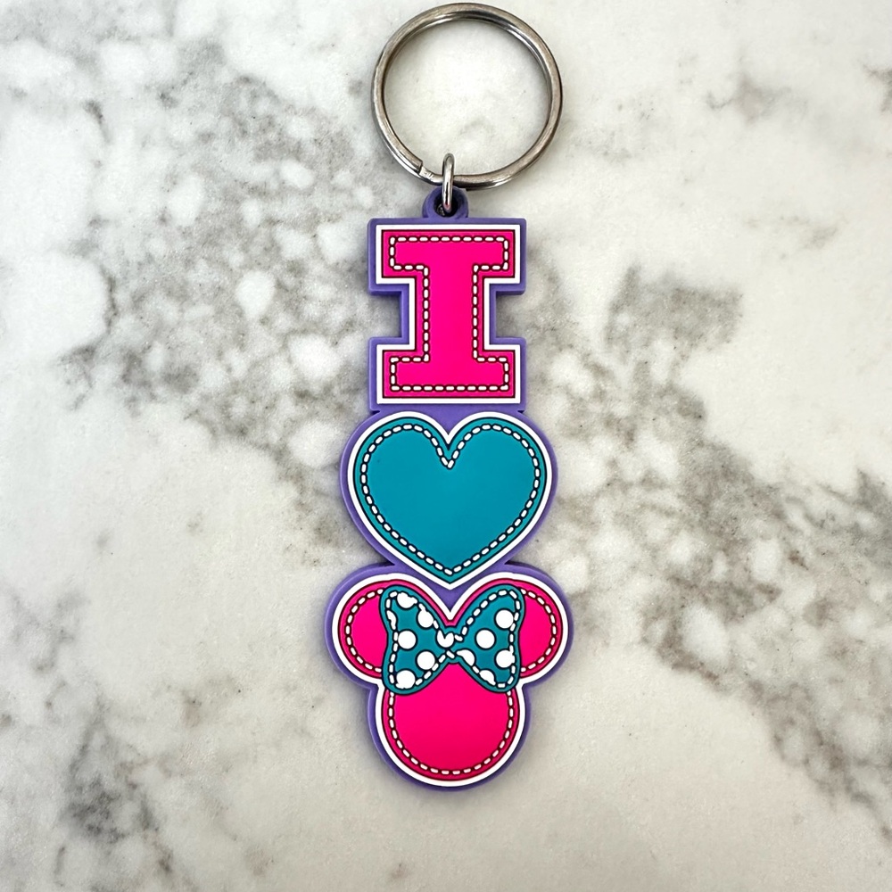 Disney Pink and Blue Heart Keychain